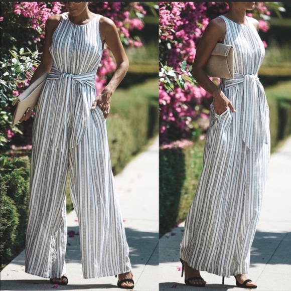 Cotton Bleu Pants - Cotton Bleu Black/White Jumpsuit Large